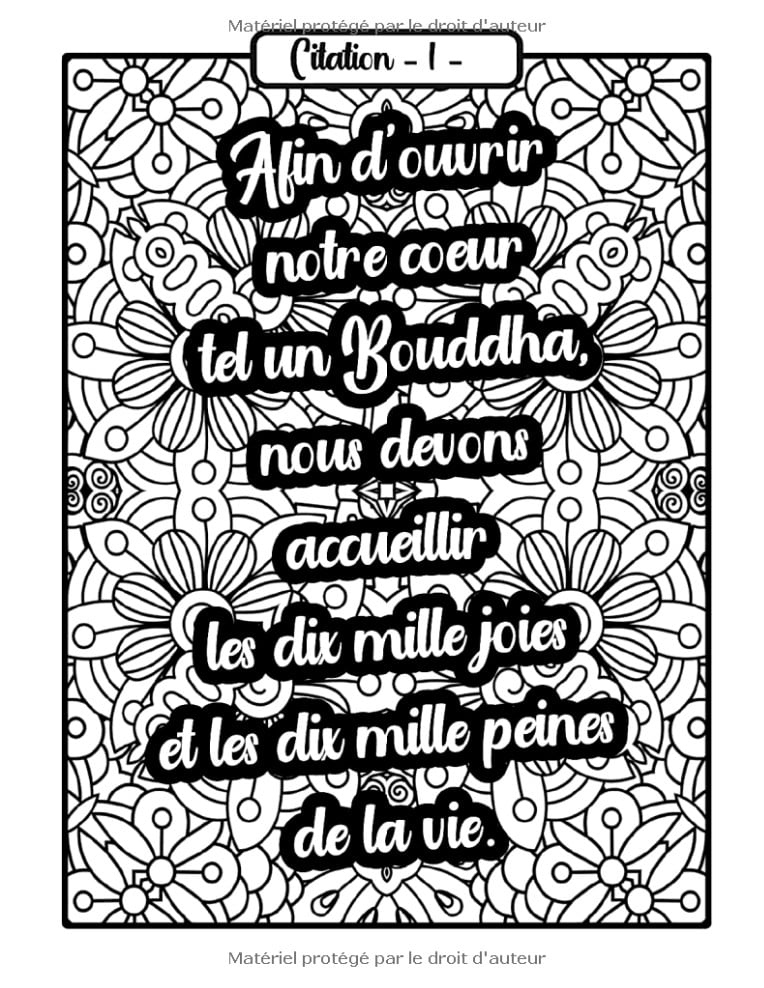 50 citations de Bouddha - Cahier de coloriage de mandalas avec citations inspirantes, relaxantes et motivantes pour adultes