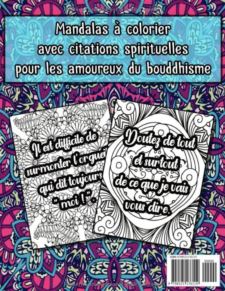 50 citations de Bouddha - Cahier de coloriage de mandalas avec citations inspirantes, relaxantes et motivantes pour adultes