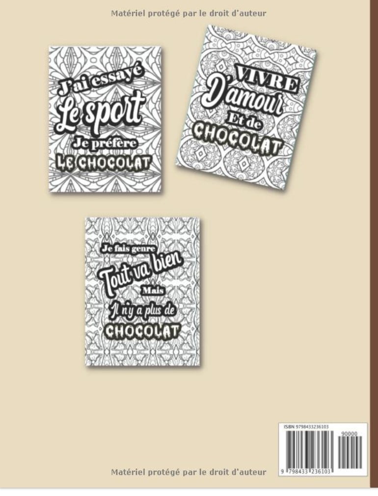 J'ai essayé le SPORT je préfère le CHOCOLAT Coloriages de citations Chocolatées