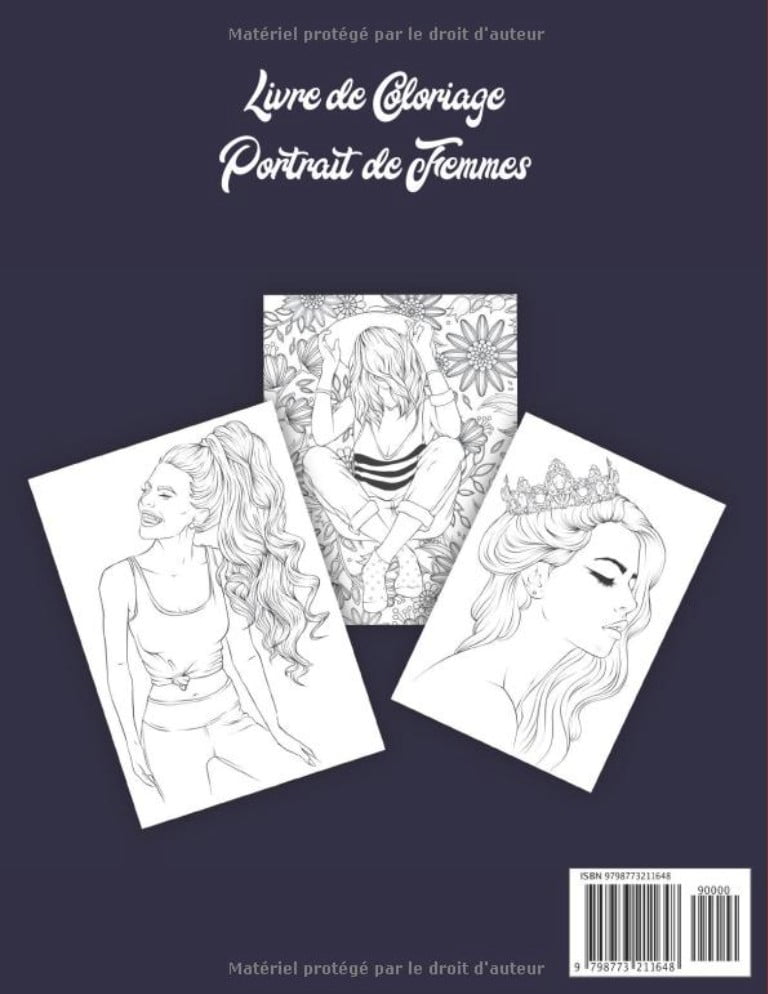 Livre de Coloriage Portrait de Femmes 40 Dessins et Mise en Scène