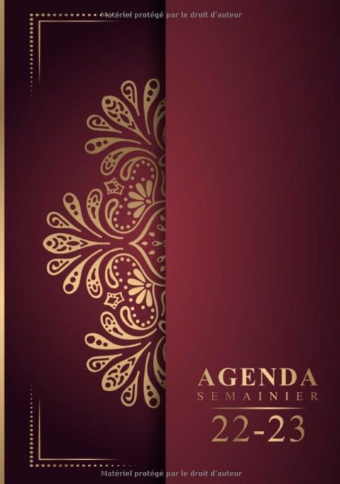 Agenda Semainier 2022 2023 A4 Planificateur avec heure 1 semaine sur 2 pages - 18 mois (Juin 2022 / Décembre 2023)