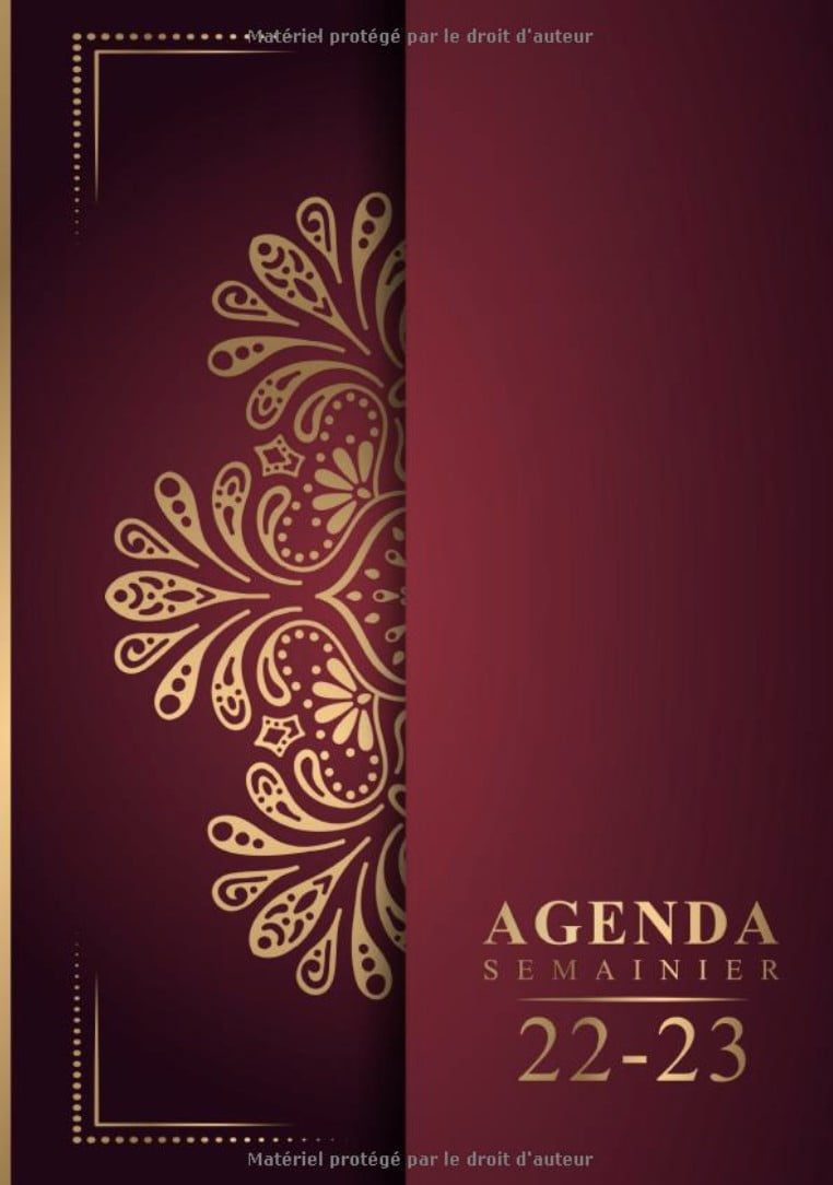 Agenda Semainier 2022 2023 A4 Planificateur avec heure 1 semaine sur 2 pages - 18 mois (Juin 2022 / Décembre 2023)