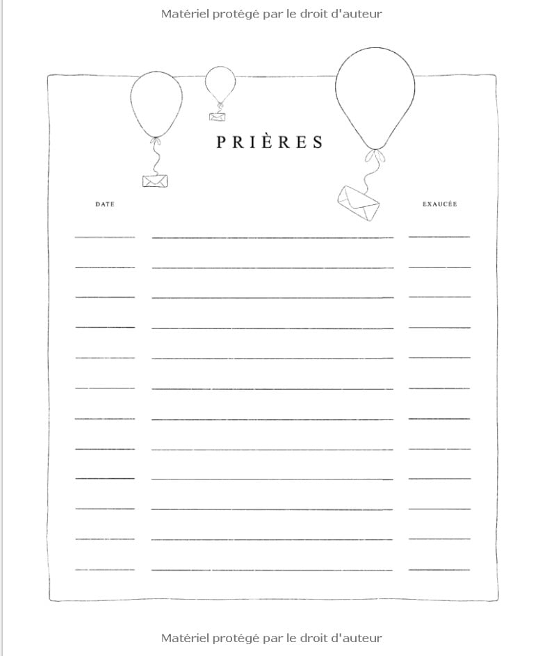 Journal de prière : Un journal personnel pour y inscrire tes prières, les pensées