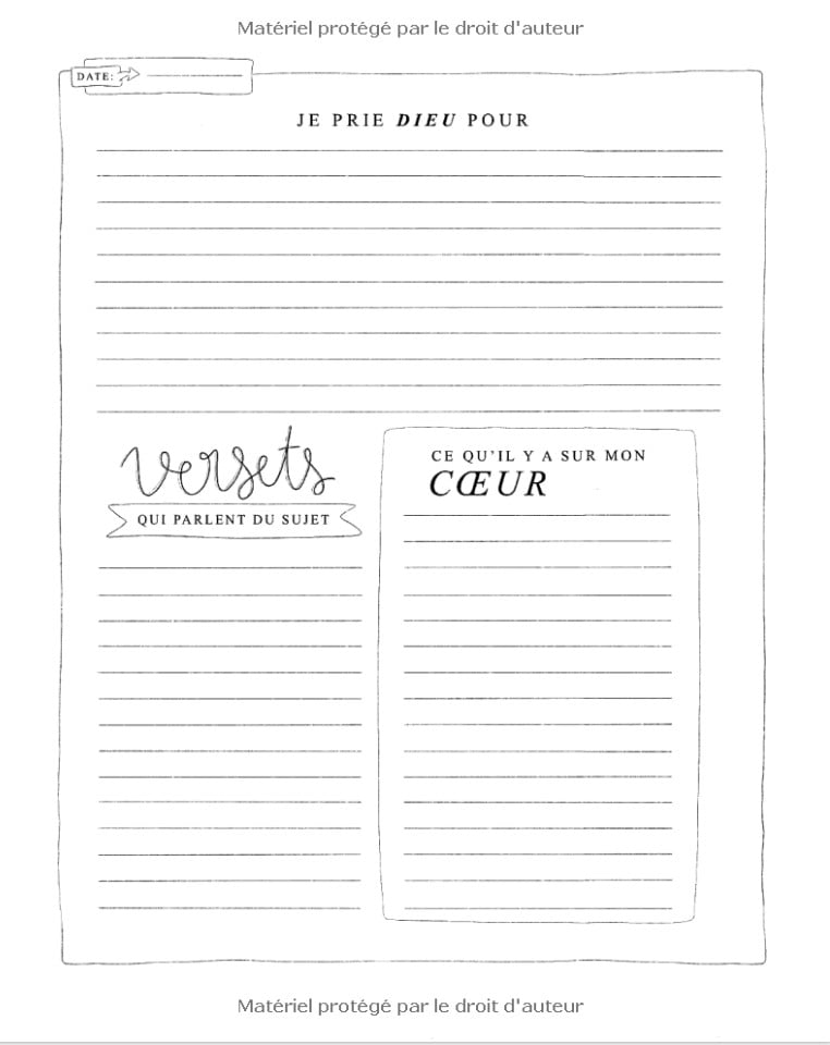 Journal de prière : Un journal personnel pour y inscrire tes prières, les pensées