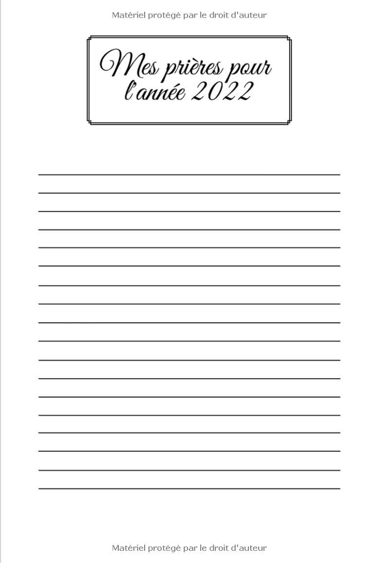 Journal de prières pour les 365 jours de l'année
