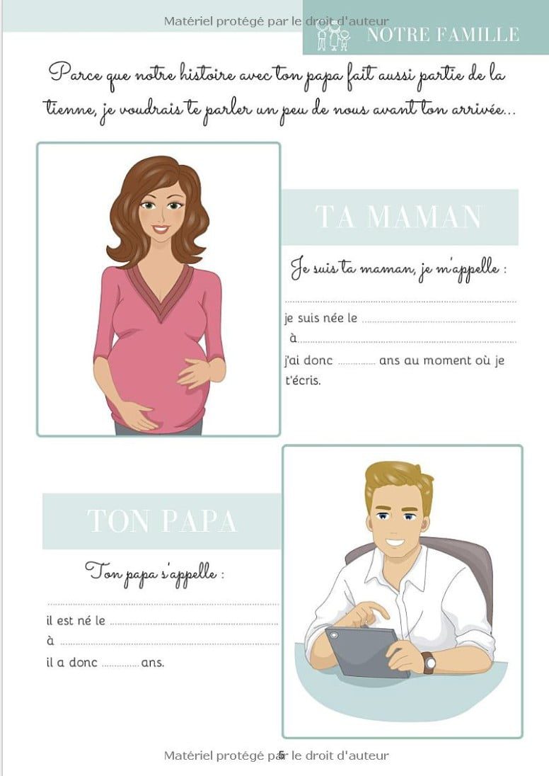 Mon journal de grossesse - Livre de grossesse et de naissance à remplir
