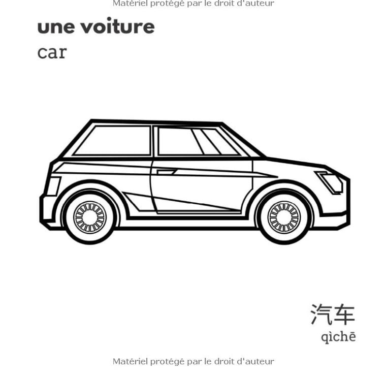 Mon premier imagier trilingue français anglais chinois à colorier : les transports