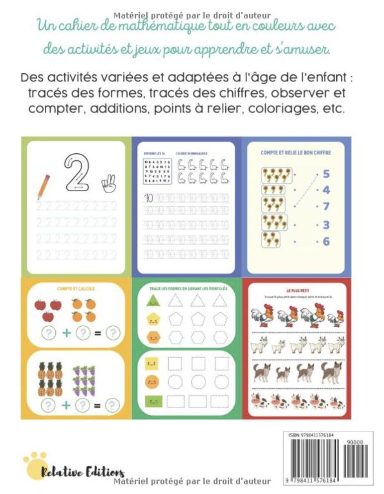 Mathématique Maternelle Moyenne Et Grande Section MS GS 4 - 6 ans Cahier d'Exercices de Maths avec Jeux et Activités
