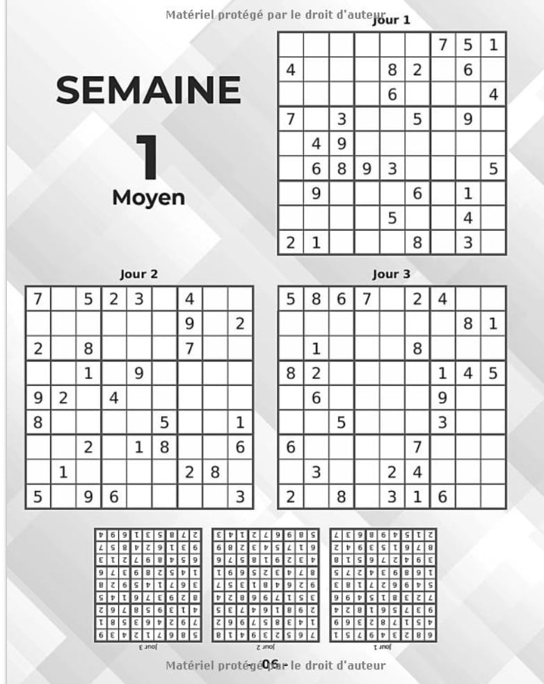 Livre de Sudoku Adulte Grand Format - 1 Puzzle par jour pendant 365 jours - Moyen Difficile Diabolique