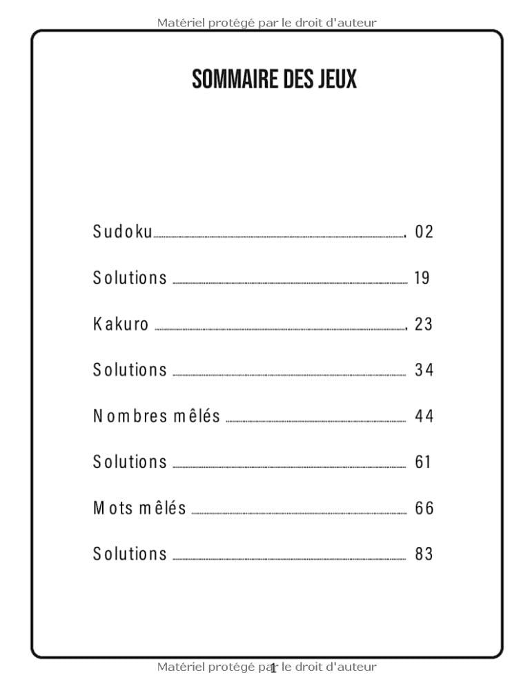 Cahier de vacances adultes 2021 Cahier multi-jeux avec solutions, Sudoku, Kakuro, Nombres mêlés, Mots mêlés