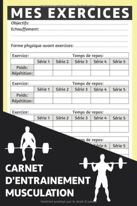 Carnet d'Entrainement Musculation journal pour Suivre et comptabiliser les entrainements de fitness