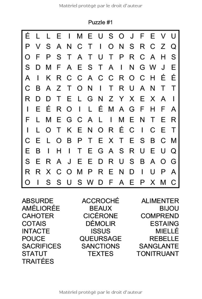 Mots mêlés adultes format de poche : 2500 mots cachés