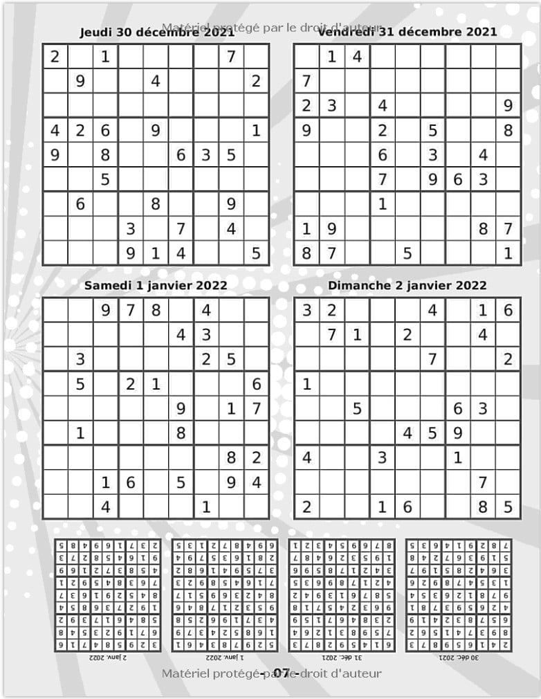 Sudoku 2022 - Calendrier - Livre Sudoku Adulte Grand Format - Débutant Facile Moyen