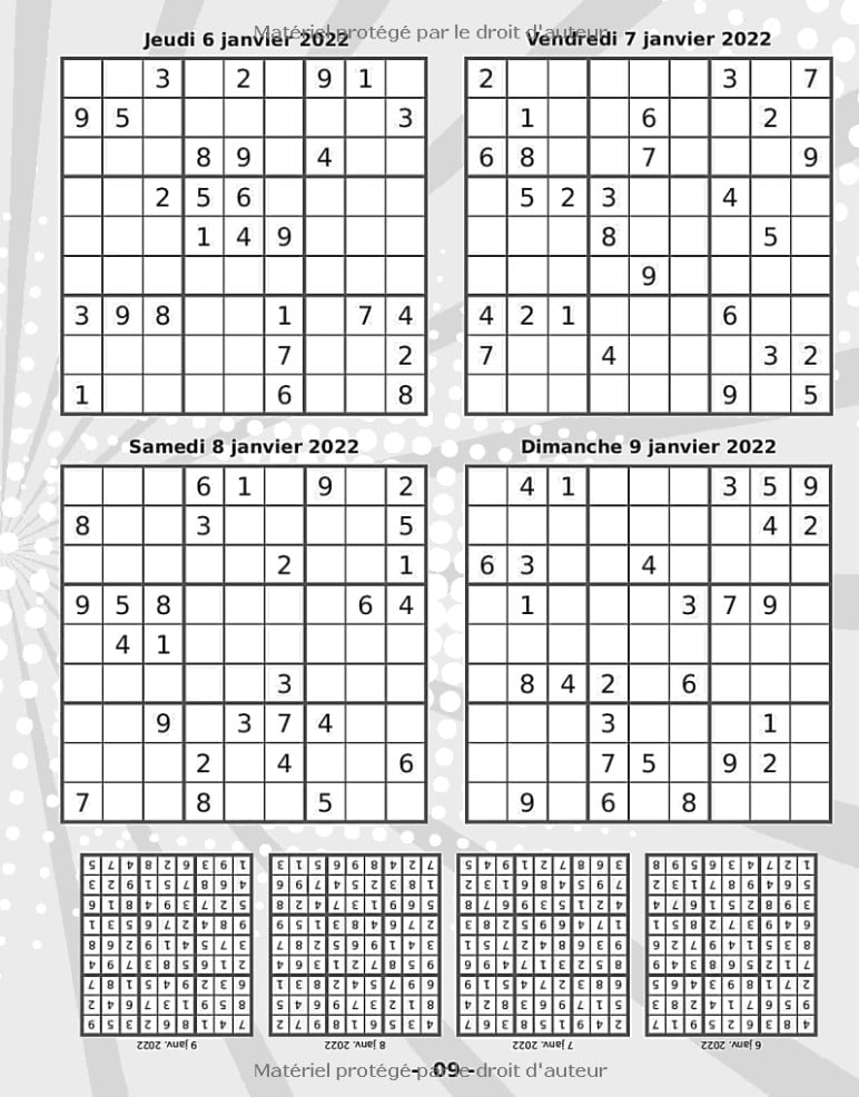 Sudoku 2022 - Calendrier - Livre Sudoku Adulte Grand Format - Débutant Facile Moyen