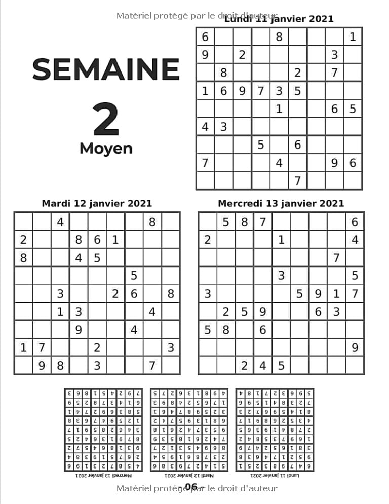 Sudoku 2021 - 1 par jour - Livre Sudoku Adulte Grand Format - Moyen Difficile Diabolique
