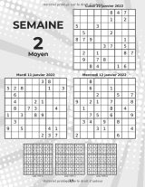 Sudoku 2022 - Calendrier 1 par jour - Livre Sudoku Adulte Grand Format - Moyen Difficile Diabolique