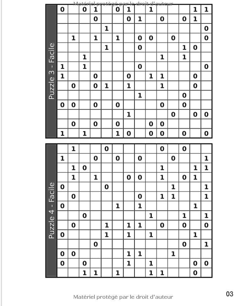 Puzzles Sudoku Adulte Binaire 14x14 FACILE - MOYEN