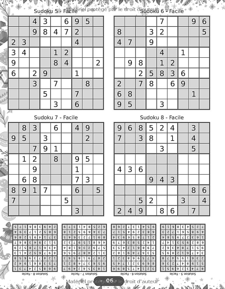 Joyeux Noël - Grand livre de Sudoku pour adultes - 500 Puzzles - Facile à Moyen