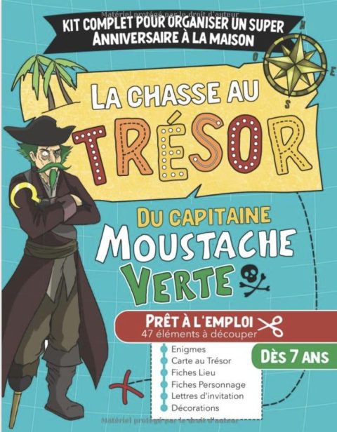 La chasse au trésor du Capitaine Moustache Verte Chasse au trésor enfant anniversaire 7 - 10 ans / Jeu prêt à l'emploi