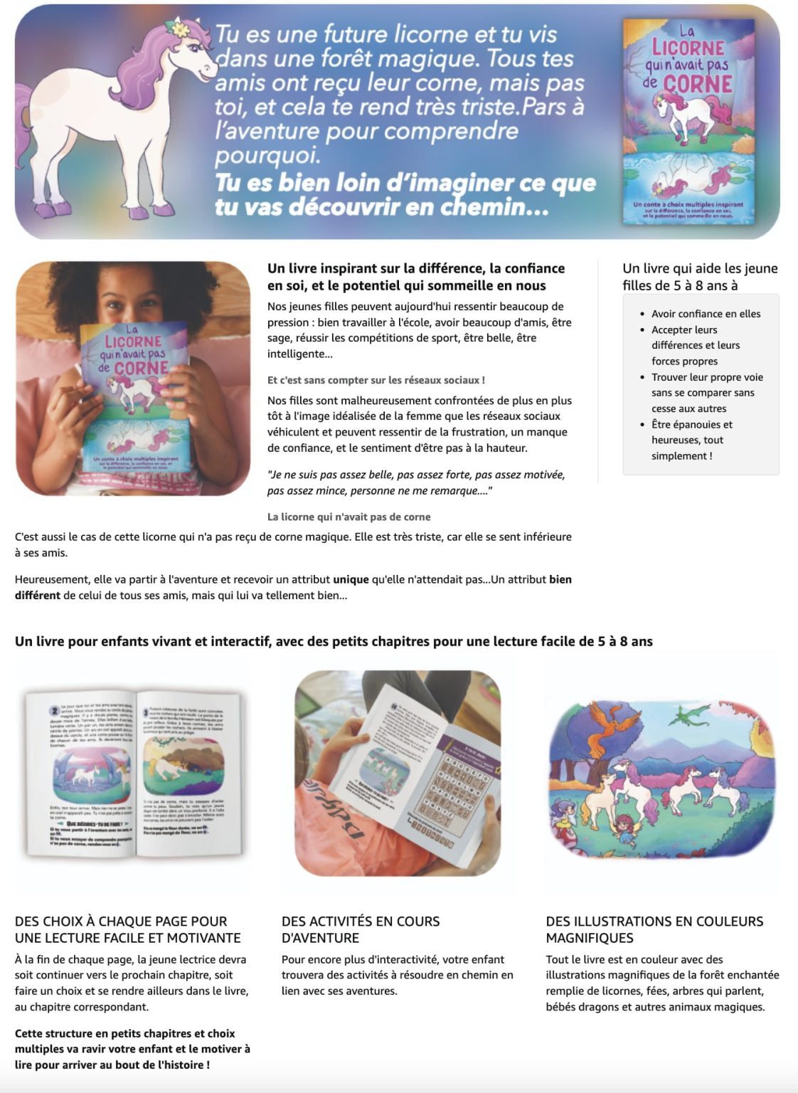 La licorne qui n'avait pas de corne : Un conte à choix multiples inspirant sur la différence, la confiance en soi, et le potentiel qui sommeille en nous