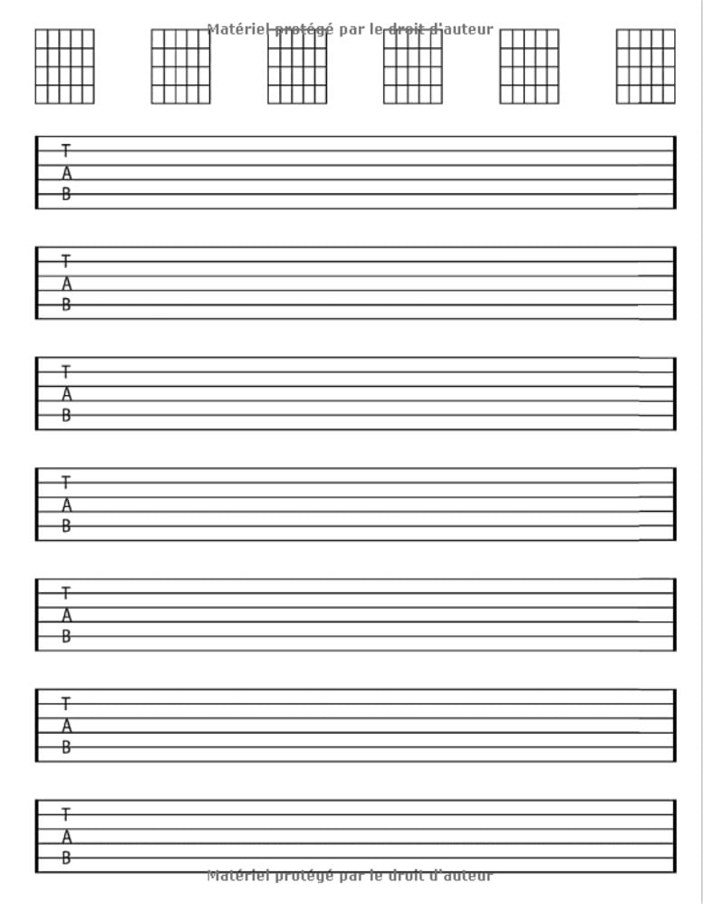 Cahier de Tablature Guitare Cahier de partitions pour Guitare