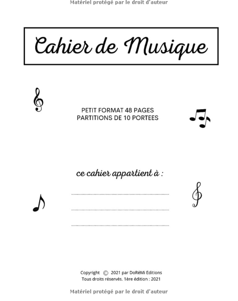 cahier de musique petit format 17x22