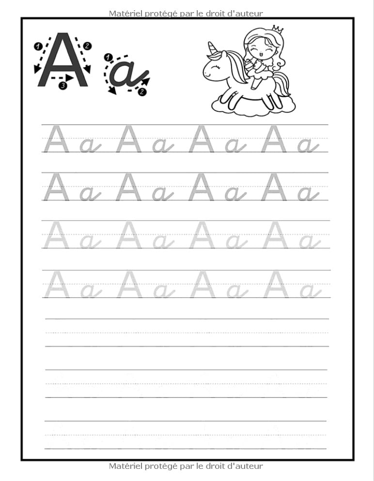 Cahier d'écriture Cursive – Licornes Cahier d'écriture Maternelles & CP
