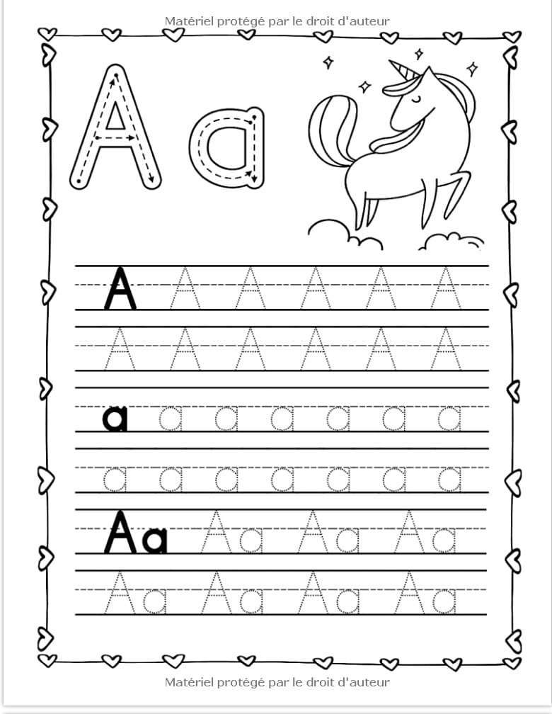 Cahier d'Écriture des Lettres et des Chiffres – Licornes Apprendre à tracer les lettres et les chiffres dès 4 ans