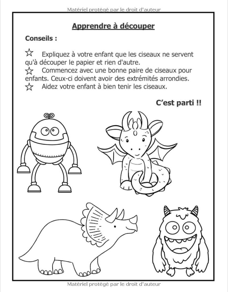 Apprendre à Découper pour les garçons - Débutants Cahier de coloriage et de découpage pour les petits débutants dès 3 ans