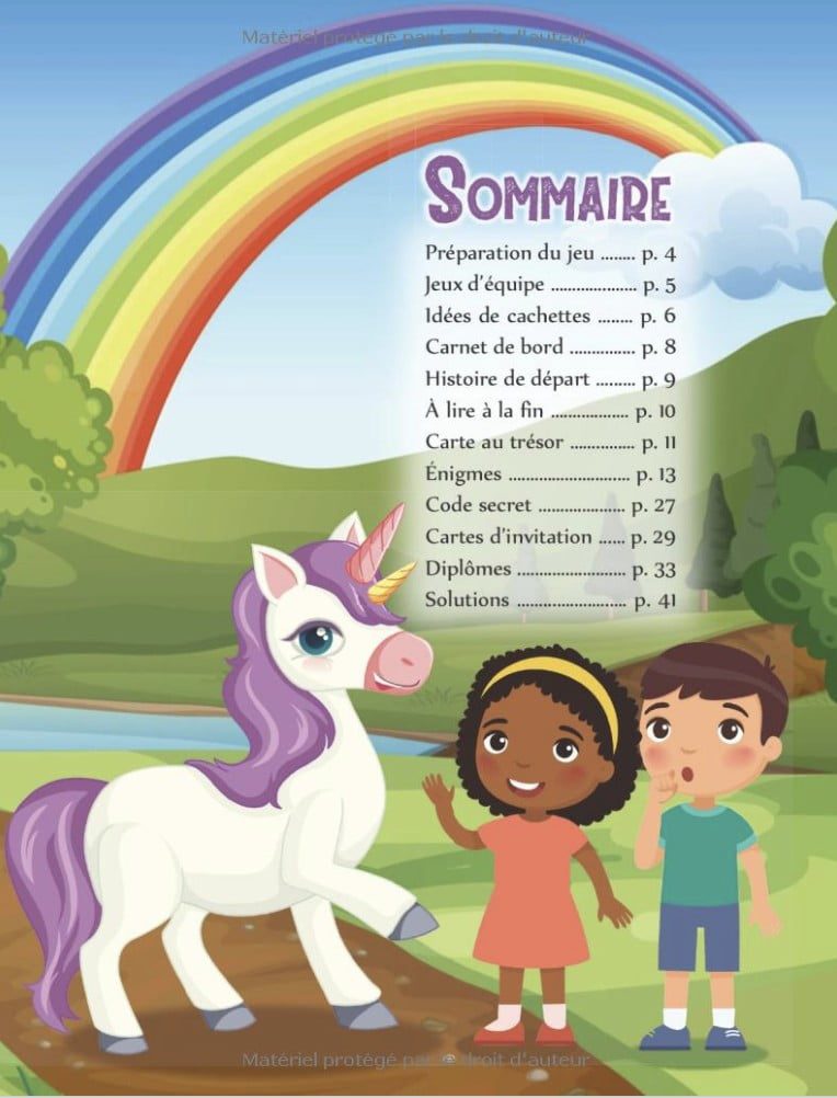 Chasse au trésor des licornes kit complet Pour enfants de 4 à 7 ans