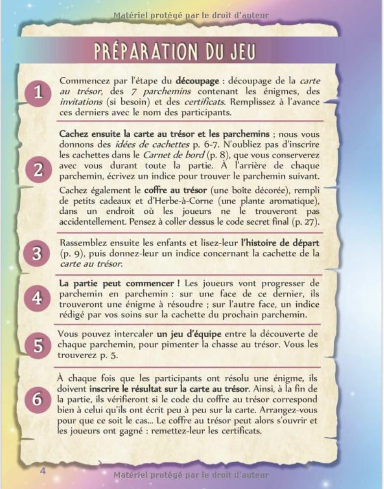 Chasse au trésor des licornes kit complet Pour enfants de 4 à 7 ans