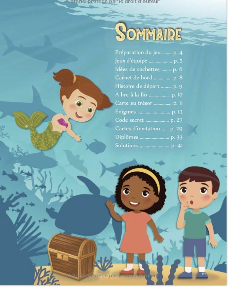 Chasse au trésor des sirènes kit complet Pour enfants de 4 à 7 ans