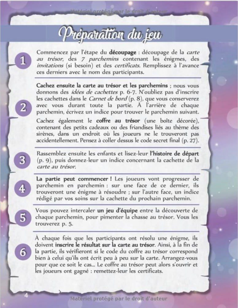 Chasse au trésor des sirènes kit complet Pour enfants de 4 à 7 ans