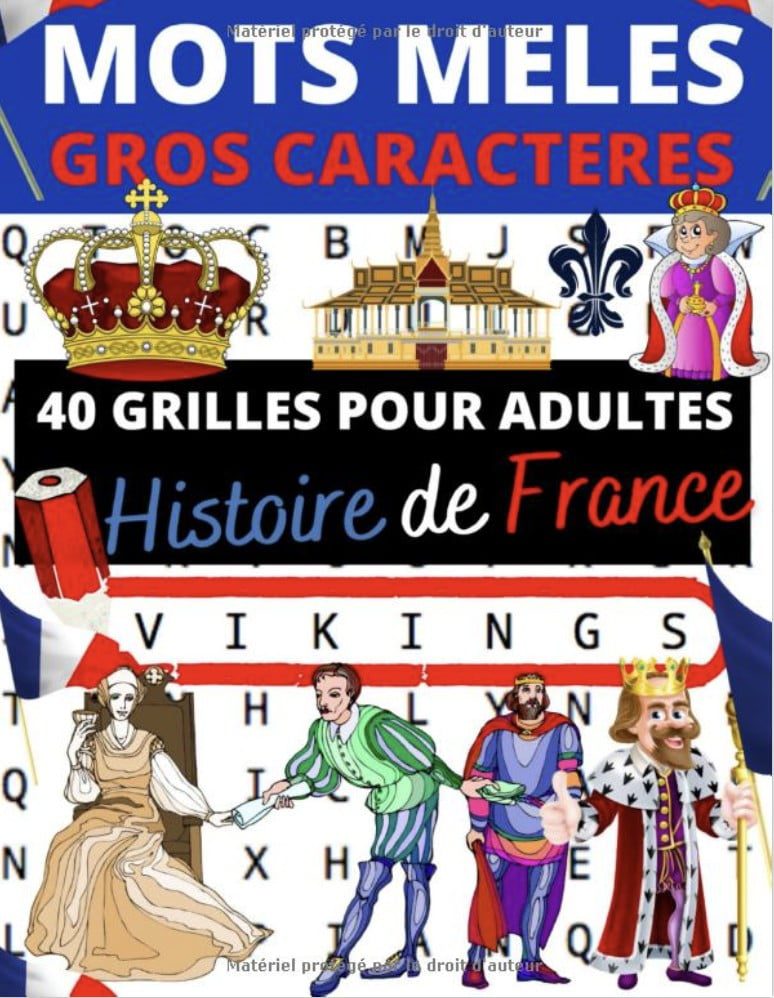 Mots mêlés gros caractères 40 grilles pour apprendre ou réviser l'histoire de France