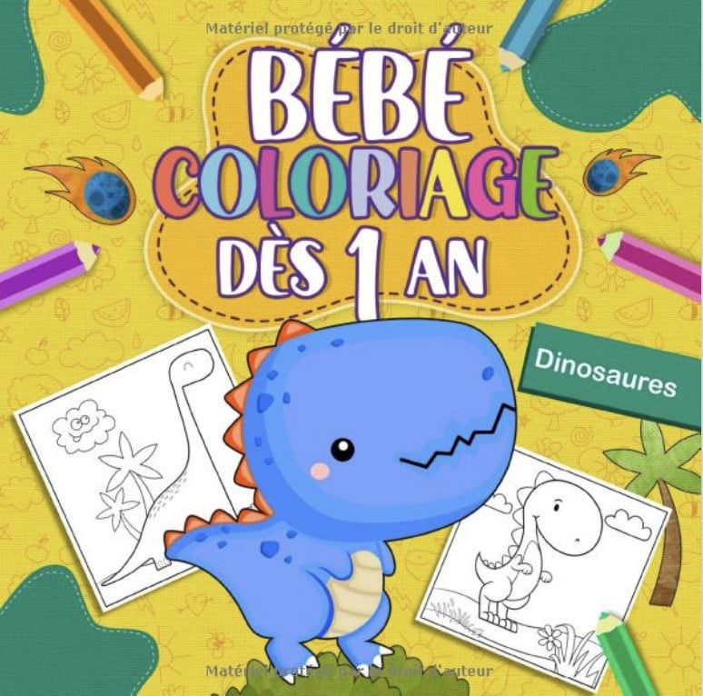 Bébé coloriage dès 1 an Cahier de coloriage pour enfant dinosaures