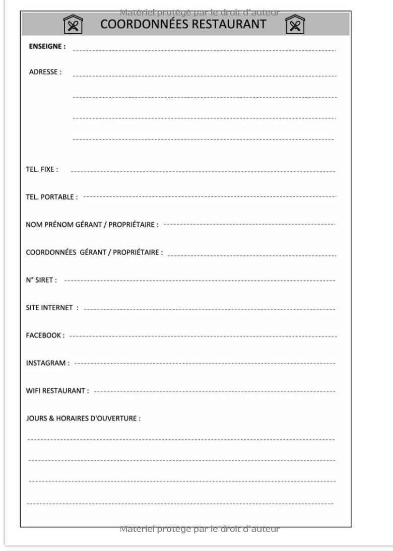 Réservation Restaurant 2022 Carnet Registre Fonctionnel - 2 pages datées par jour (Déjeuner /Dîner)