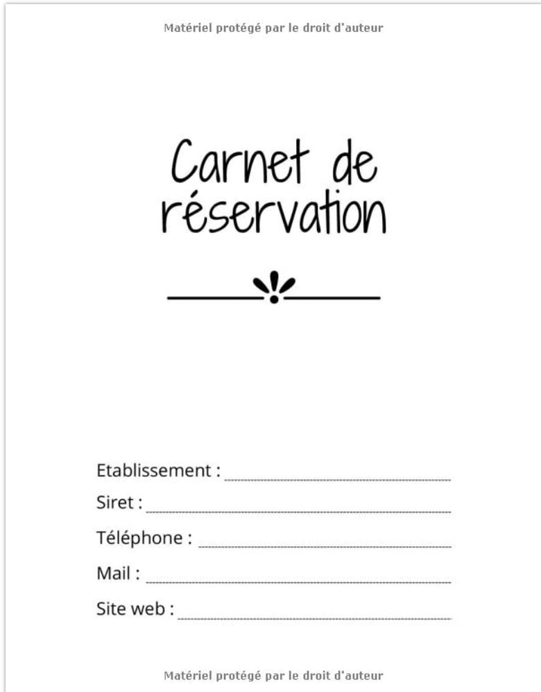 Cahier de réservation Planificateur de réservation. Simple et facile à remplir