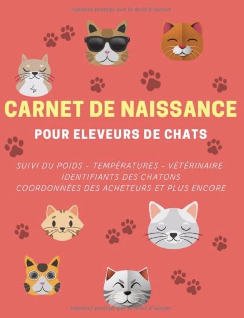Carnet de naissance pour éleveurs de chats Journal de suivi complet des naissances