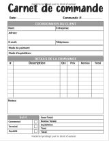 Carnet de Commande Organisateur des commandes clients : Carnet de commandes auto entrepreneur
