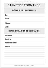 Carnet de Commandes Auto Entrepreneur Saisie des Commandes Clients, Informations, Statut pour les Micro Entreprises