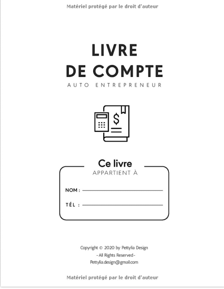 Cahier de compte auto entrepreneur Carnet facture auto entrepreneur