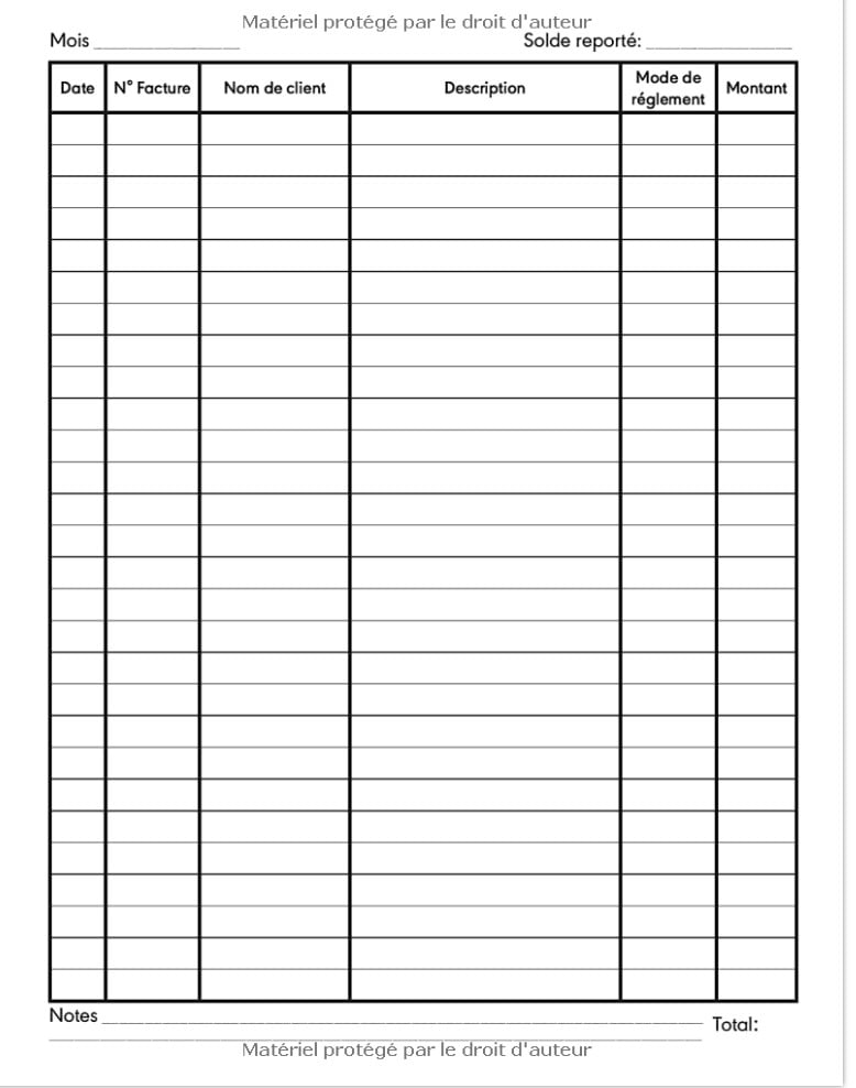 Cahier de compte auto entrepreneur Carnet facture auto entrepreneur