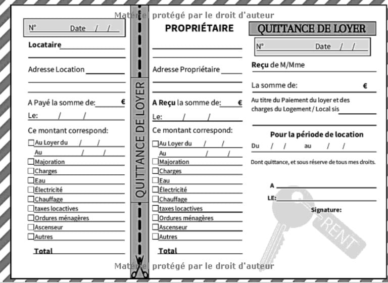 Quittance de loyer Carnet à souche