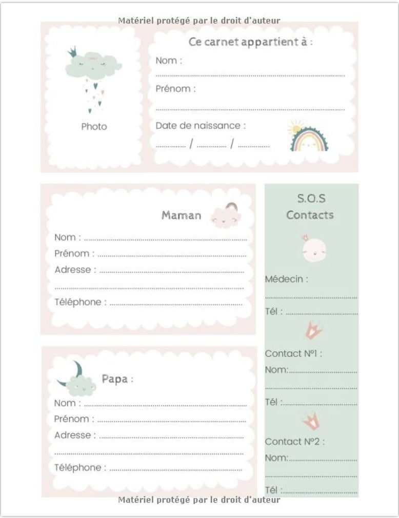 CAHIER DE LIAISON PARENTS/NOUNOU - DUREE 1 AN "Une année de bonheur avec Nounou"