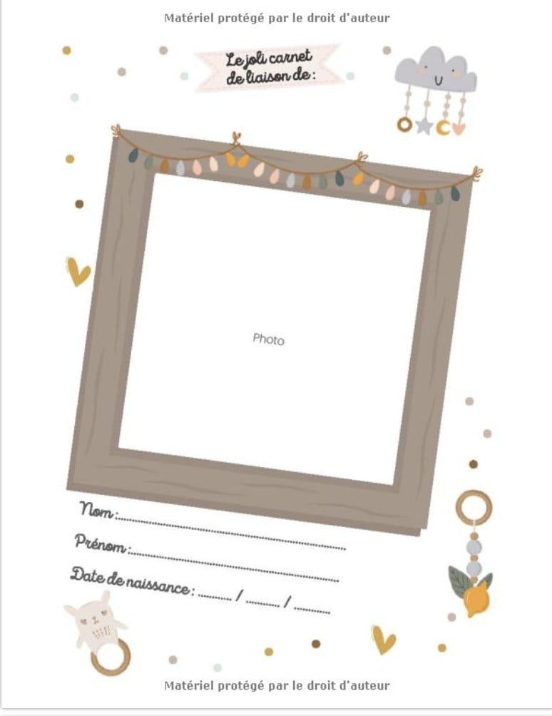 Une année de bonheur avec ma Nounou Cahier de liaison Parents Assistante-maternelle