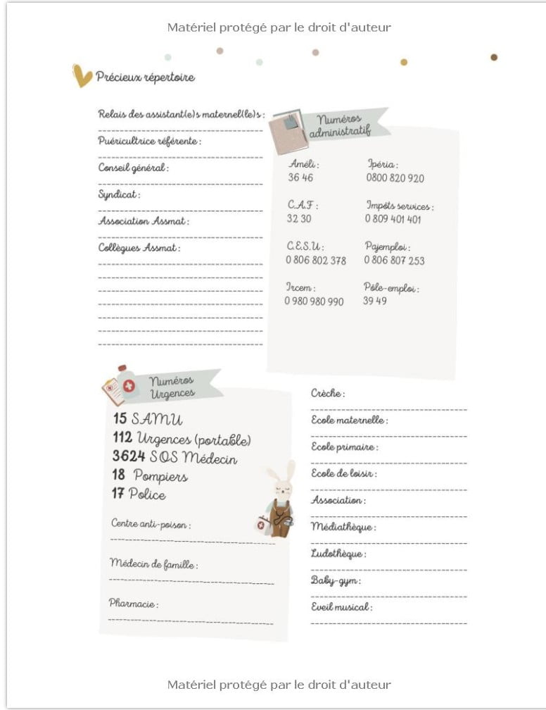 AGENDA Assistant-maternel super organisé : Plannings de présence, relevés d'heures, pré-déclaration