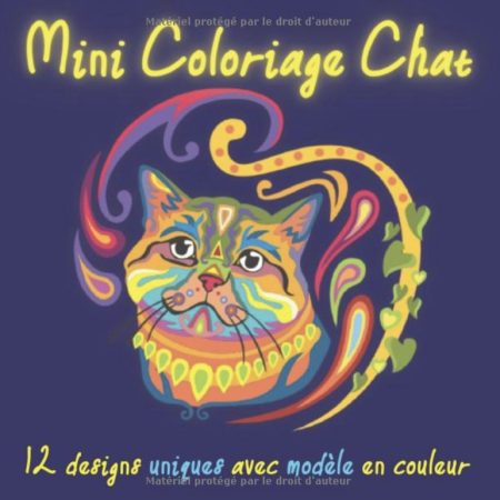 Mini Coloriage Chat 12 Designs Uniques avec Modèle en Couleur