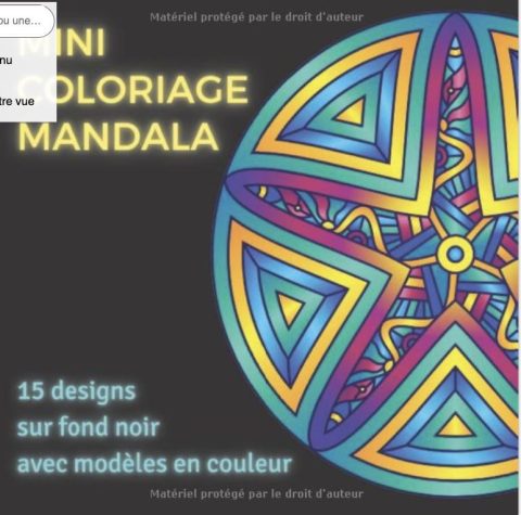 Mini Coloriage Mandala 15 Designs sur Fond Noir avec Modèles en Couleur