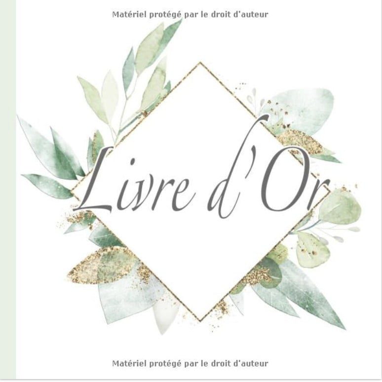Livre d'Or Floral Or et Vert Bohème - Mariage Champêtre ou Anniversaire