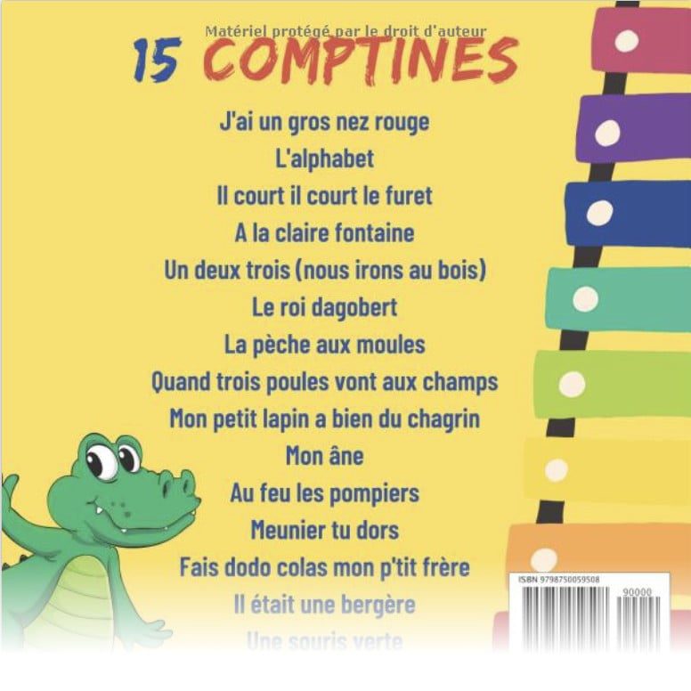 15 partitions de comptines pour enfants - Volume 2 pour piano ou xylophone - dès 3 ans